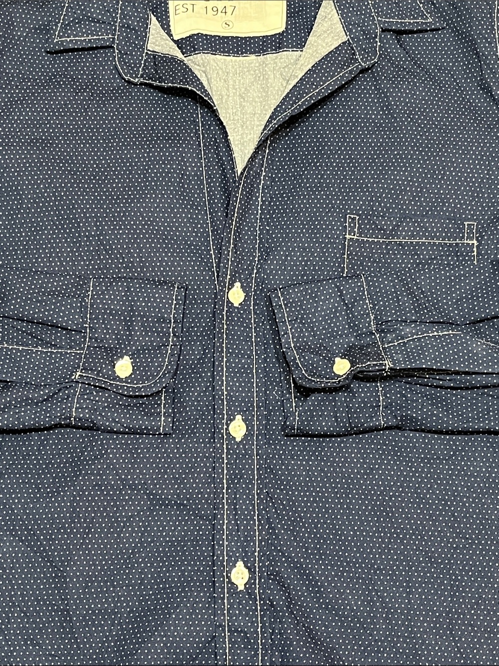 Frank & Eileen Navy Microdot Button-Down Shirt - Picture 5 of 7